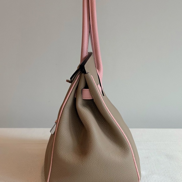 HERMES BIRKIN Beige Pink Leather Handbag Silver Hardware - Picture 2 of 16